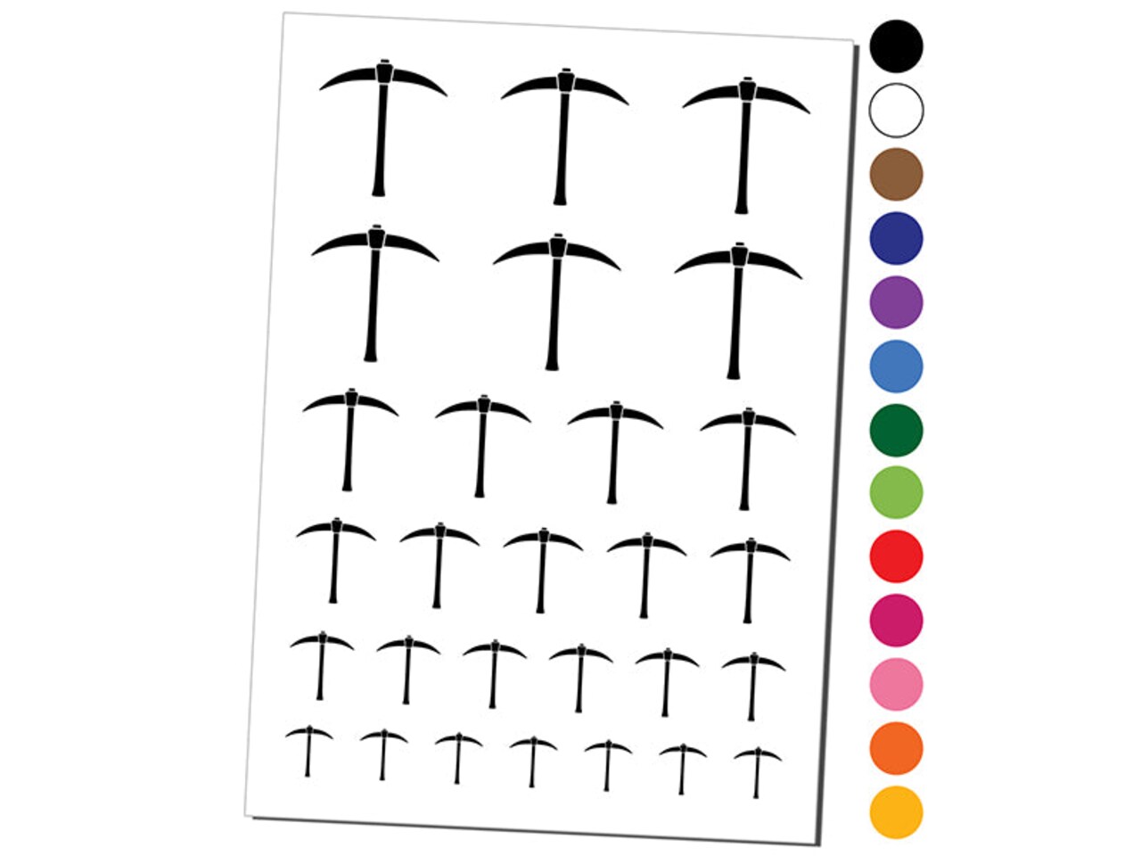 Pick Axe Mining Tool Temporary Tattoo Water Resistant Fake Body Art Set Collection